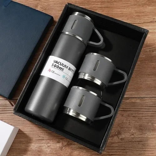 Termo Para Bebidas Calientes Y Frias + 3 Tazas Elegante