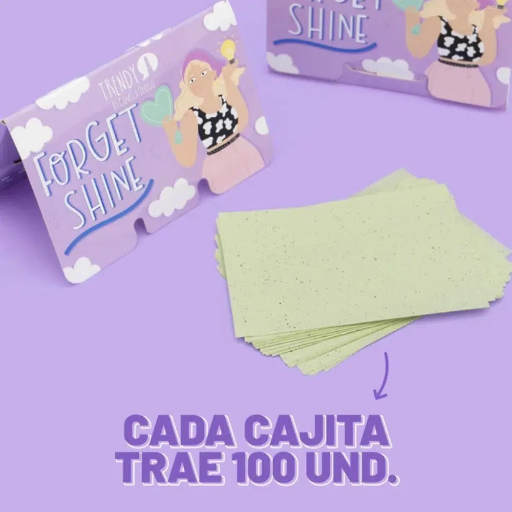 PAPELETA ANTI GRASA TRENDY FORGET SHINE 100 UND