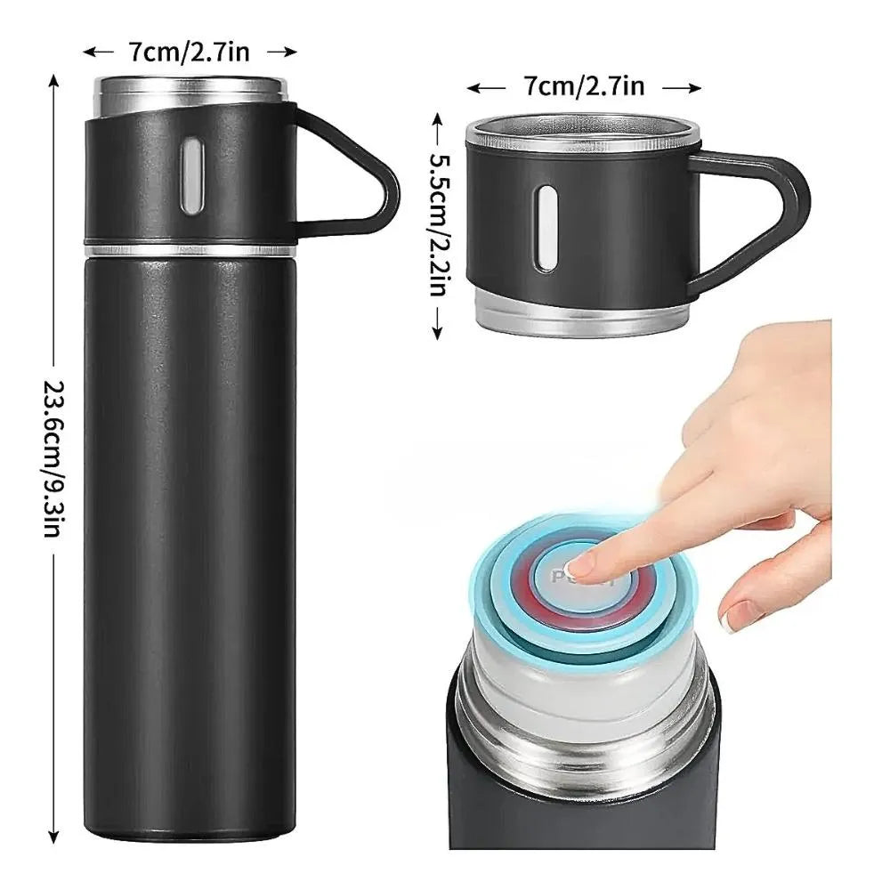 Termo Para Bebidas Calientes Y Frias + 3 Tazas Elegante